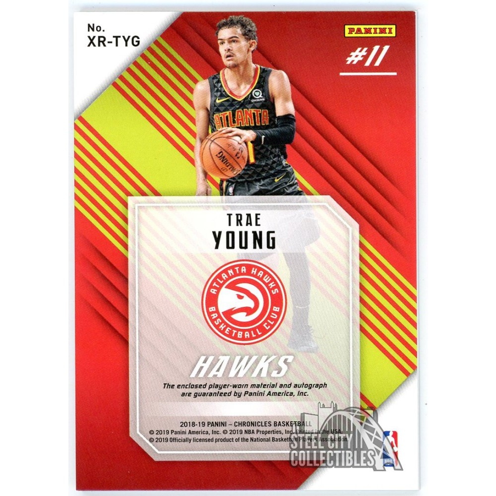 Trae Young 2018-19 Panini Chronicles XR Rookie Patch Auto Card #XR