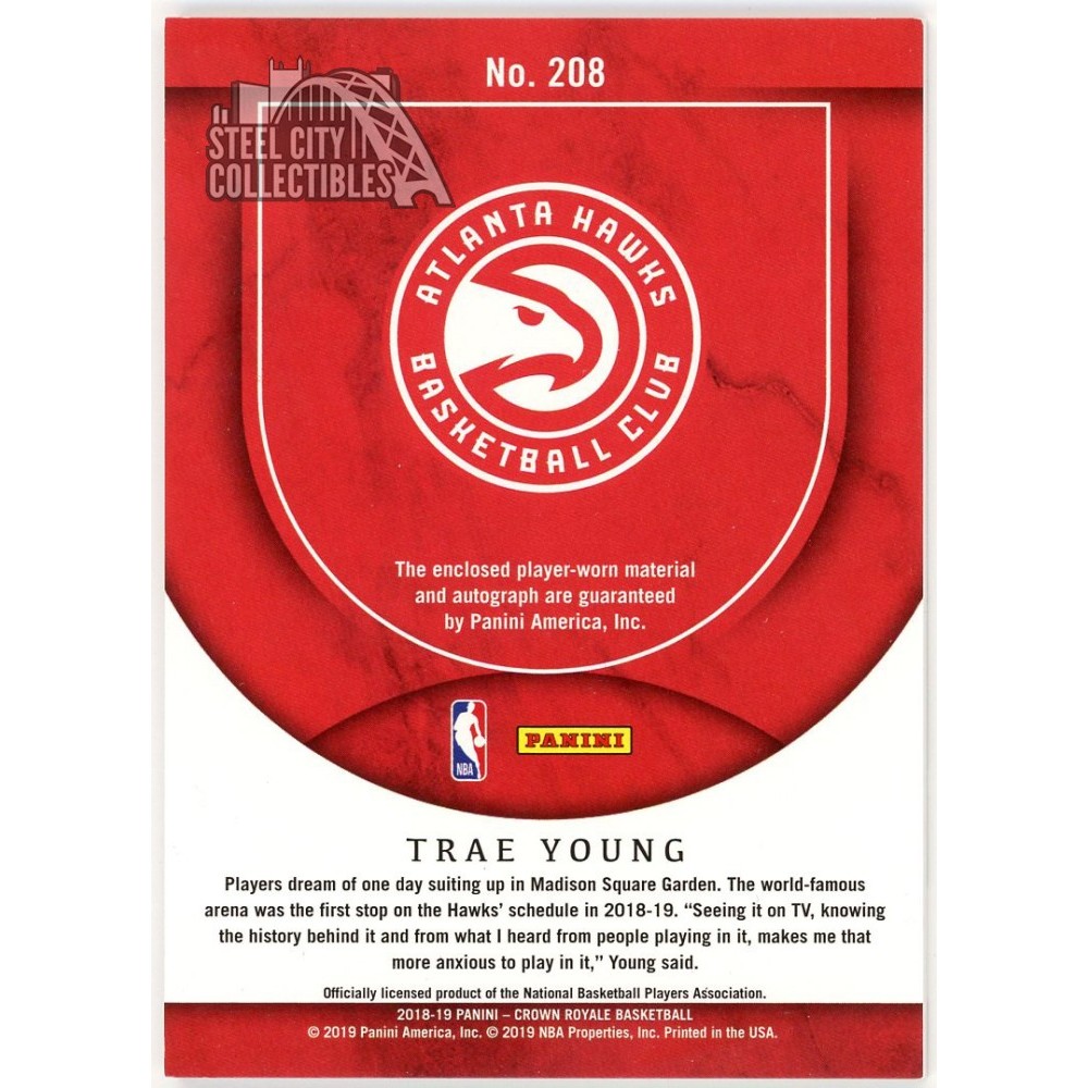 Trae Young 2018-19 Panini Crown Royale Silhouettes RC Patch Auto