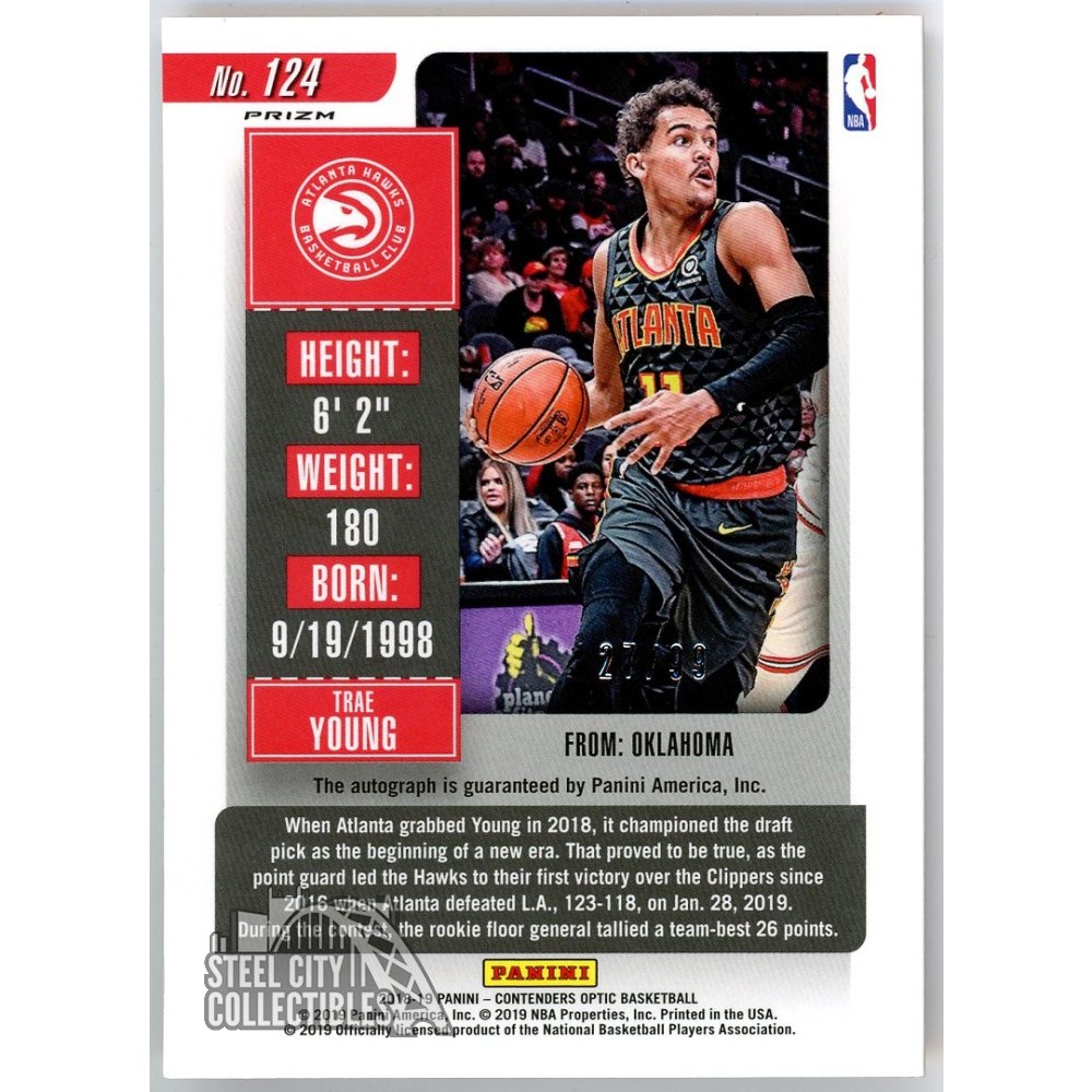 Trae Young 2018-19 Panini Contenders Optic Rookie Ticket Prizm