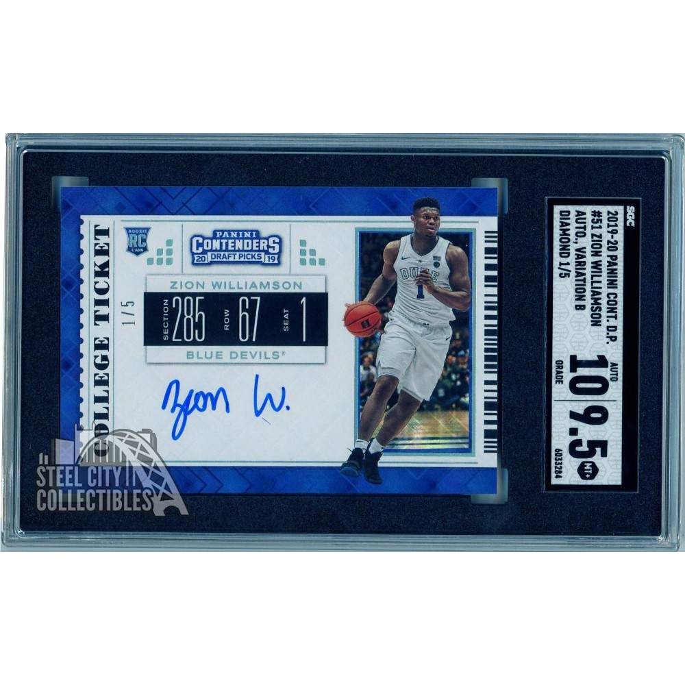 Zion Williamson 2019-20 Panini Contenders Draft Rookie Auto Card