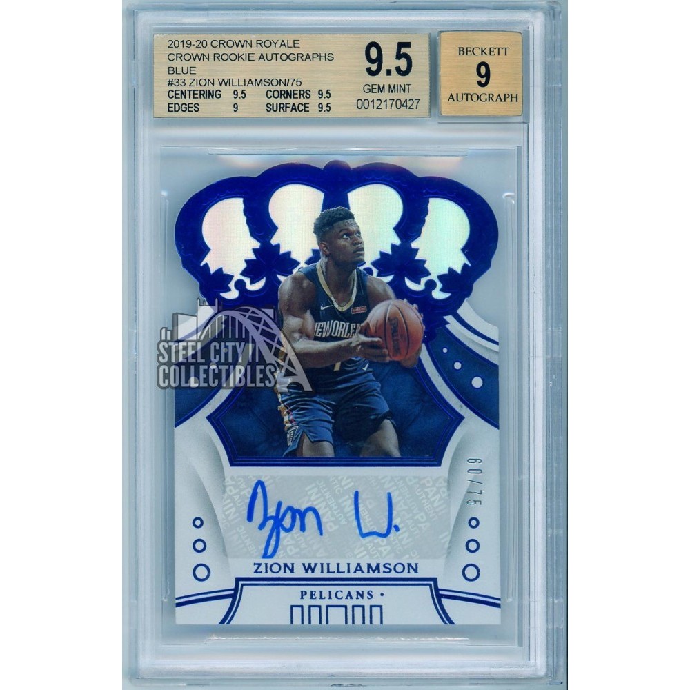 Zion Williamson 2019-20 Panini Crown Royale Blue Rookie Auto Card