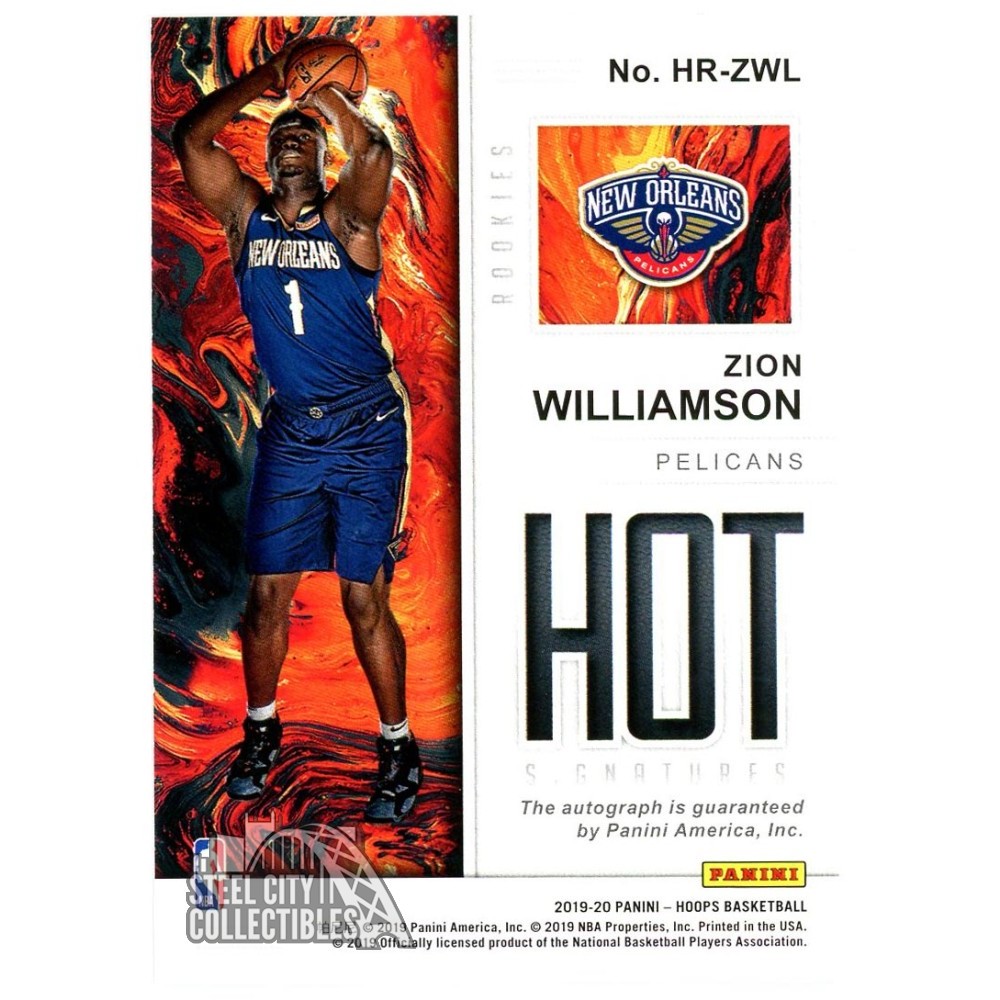Zion Williamson 2019-20 Panini Hoops Hot Rookie Autograph Card #HR