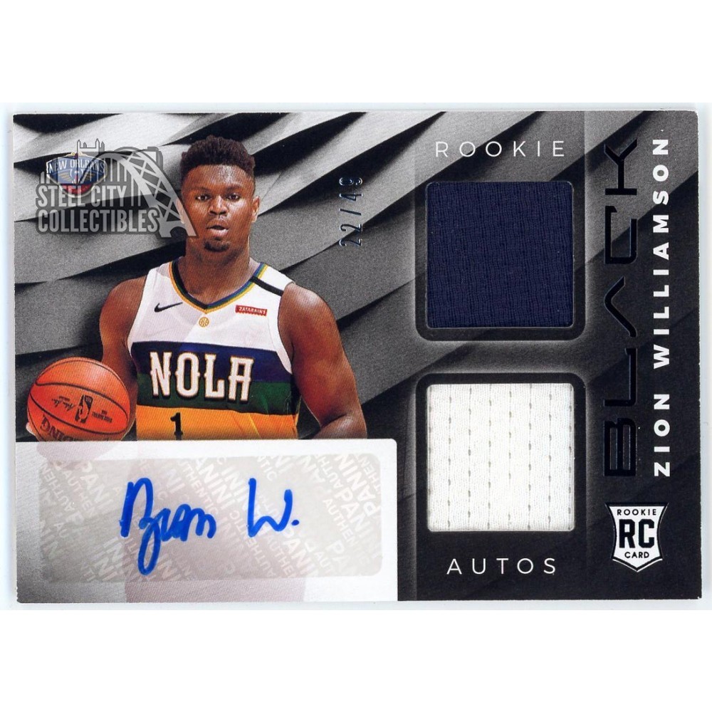 Zion Williamson 2019-20 Panini Black Rookie Dual Patch Autograph