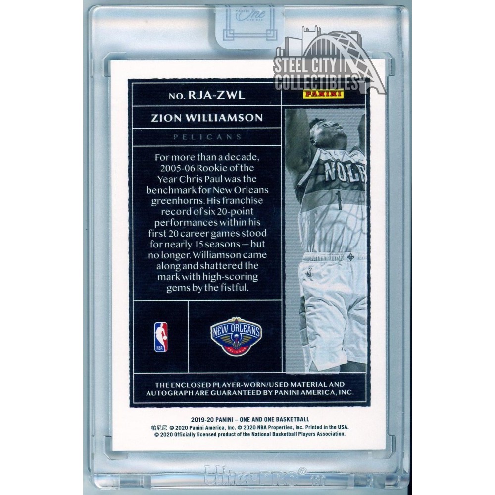 Zion Williamson 2019-20 Panini One And One Rookie Patch Autograph