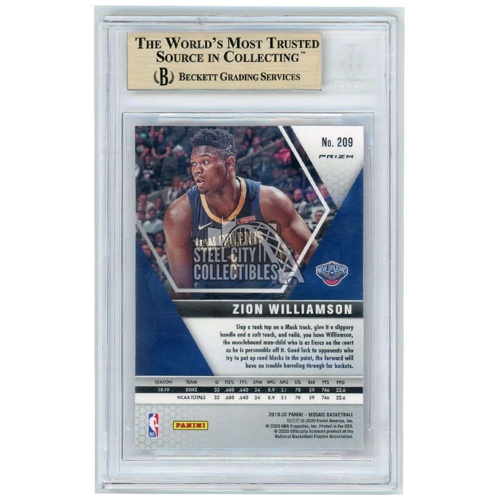 Zion Williamson 2019-20 Panini Mosaic Pink Camo Prizm Rookie Card