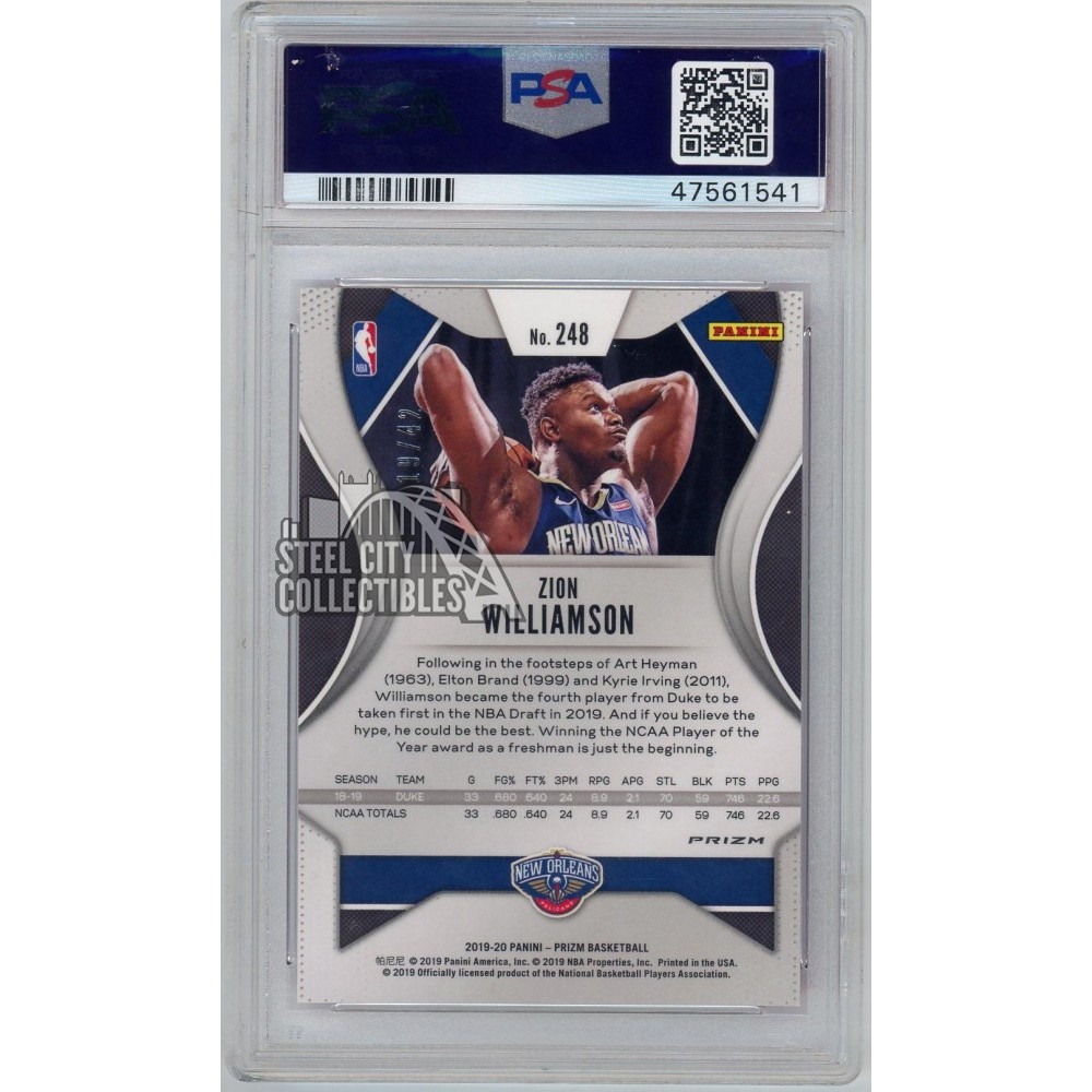 Zion Williamson 2019-20 Panini Prizm Pink Pulsar Rookie Card PSA 9