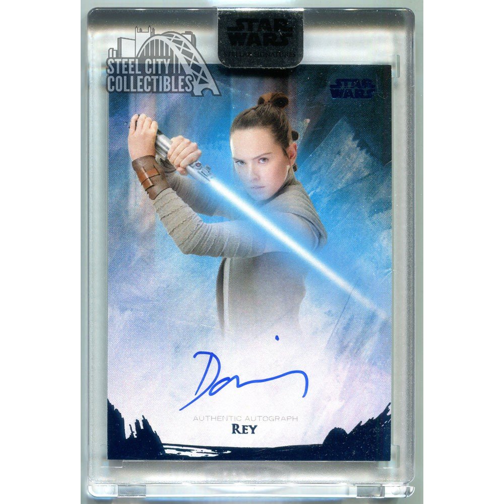 Daisy Ridley Rey 2018 Topps Star Wars Stellar Signatures Auto Blue