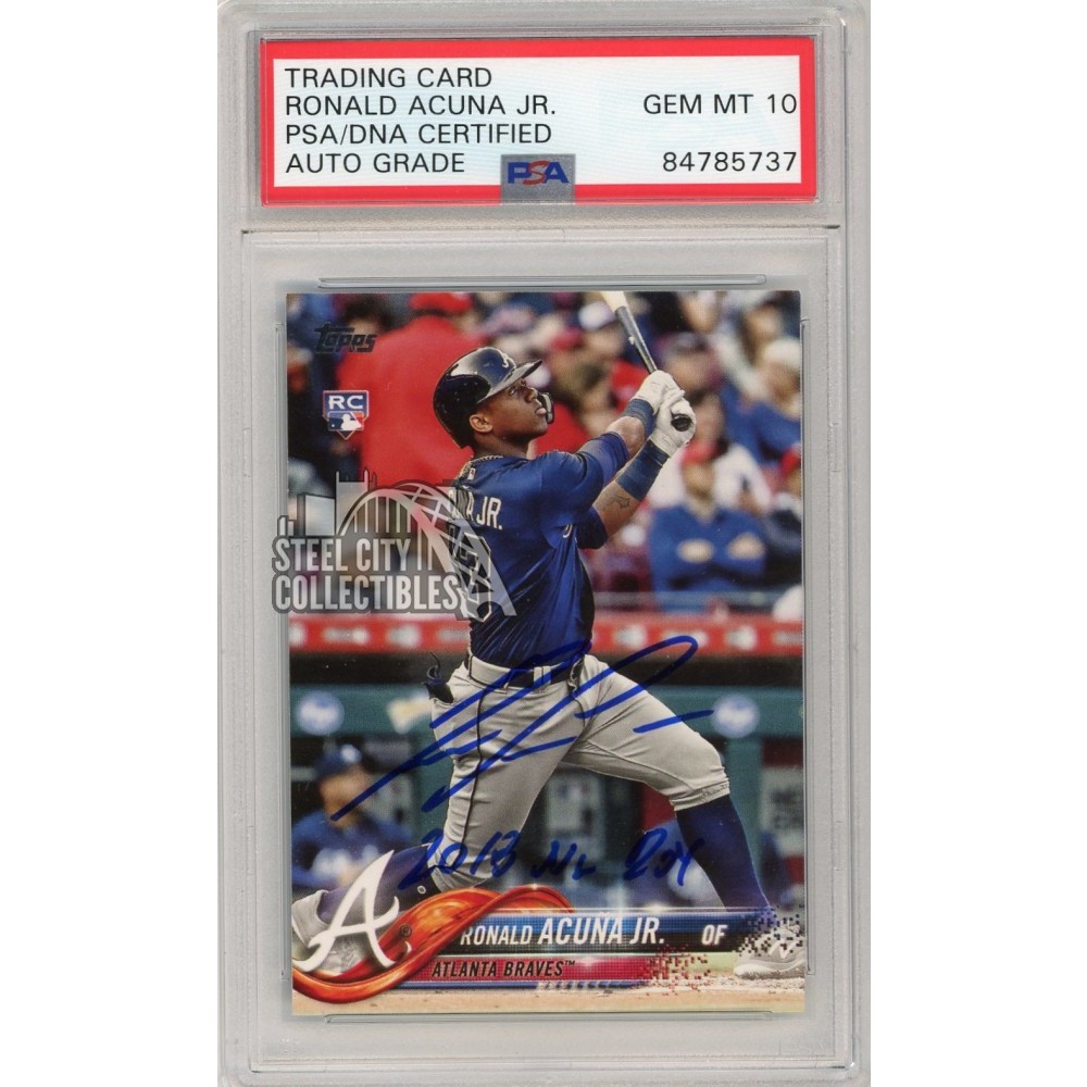 Ronald Acuna Jr 2018 Topps Update Autograph 2018 NL ROY RC Card #US250  PSA/DNA 10