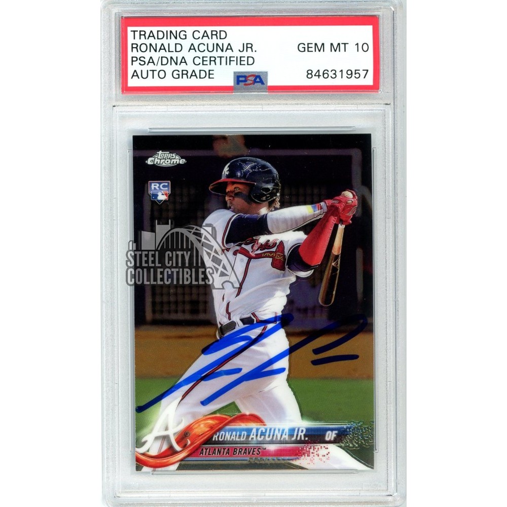 Ronald Acuna Jr 2018 Topps Chrome RC Rookie Autograph #193 PSA/DNA 