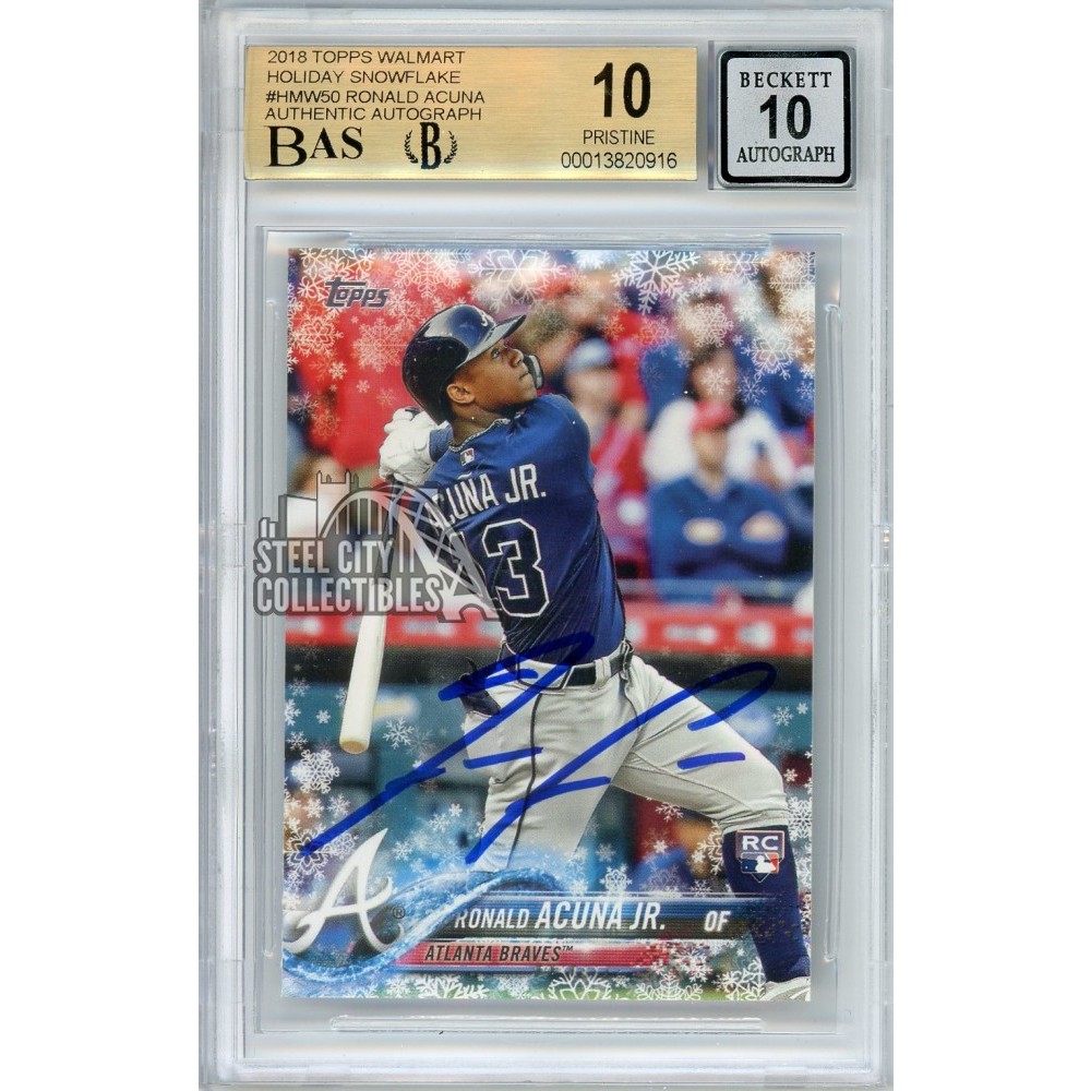 Ronald Acuna Jr 2018 Topps Holiday Autograph Rookie Card #HMW50