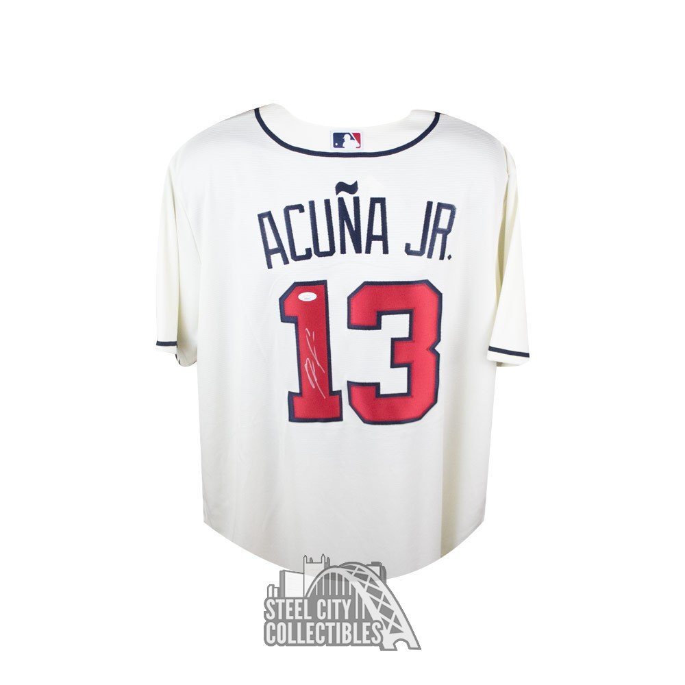 Ronald Acuna Jr. Signed Atlanta Braves Cream Nike Baseball Jersey JSA