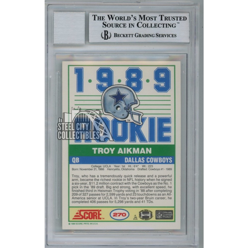 Troy Aikman 1989 Score Football Autograph Auto Rookie Card #270