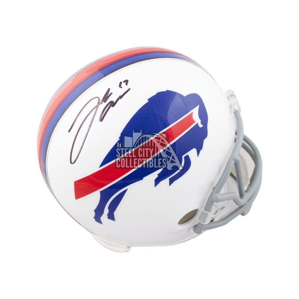 Autographed/Signed Josh Allen Buffalo Bills Full Size FS White Panel Logo Football Beckett BAS COA