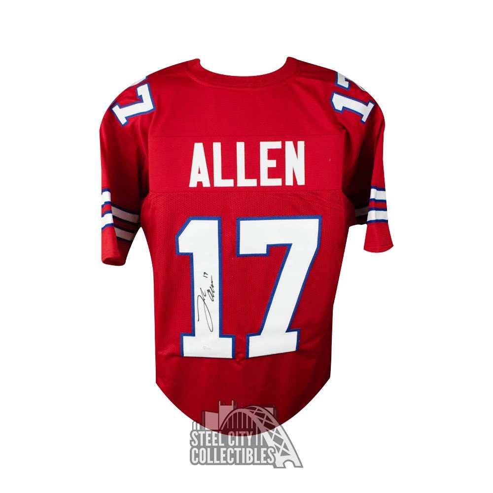 Josh Allen Autographed Buffalo Bills Red Color Rush Custom Football Jersey - JSA
