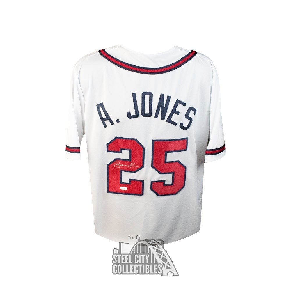 Andruw Jones Autographed Atlanta White Custom Baseball Jersey - JSA COA