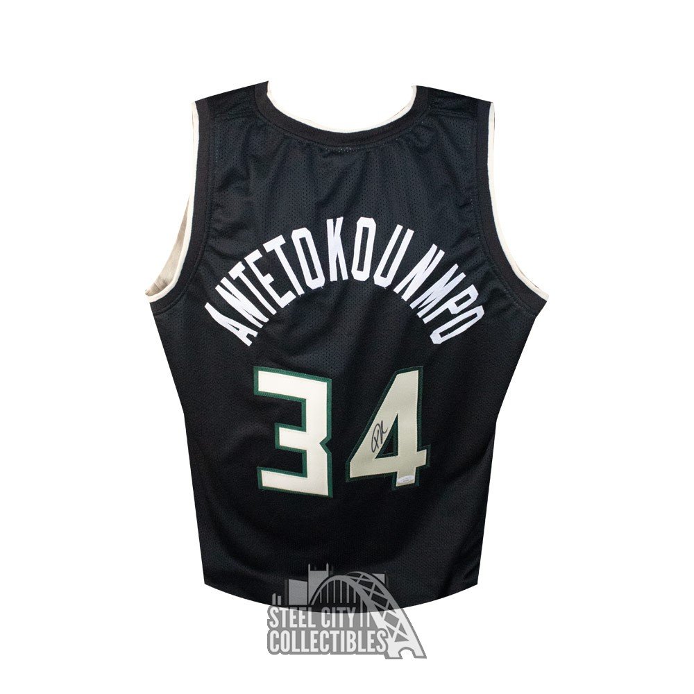 Giannis Antetokounmpo Autographed Milwaukee Bucks Custom Black