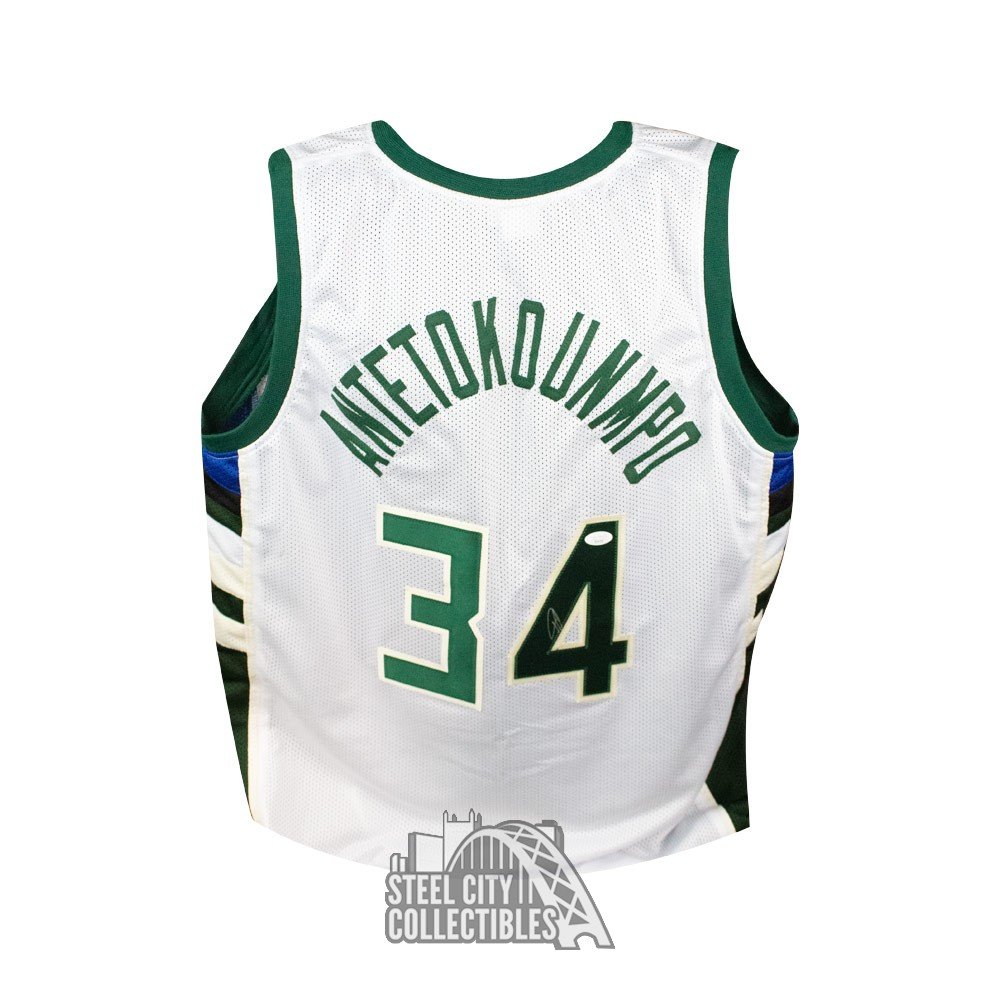 Autographed/Signed Giannis Antetokounmpo Milwaukee Green Custom Basketball  Jersey JSA COA