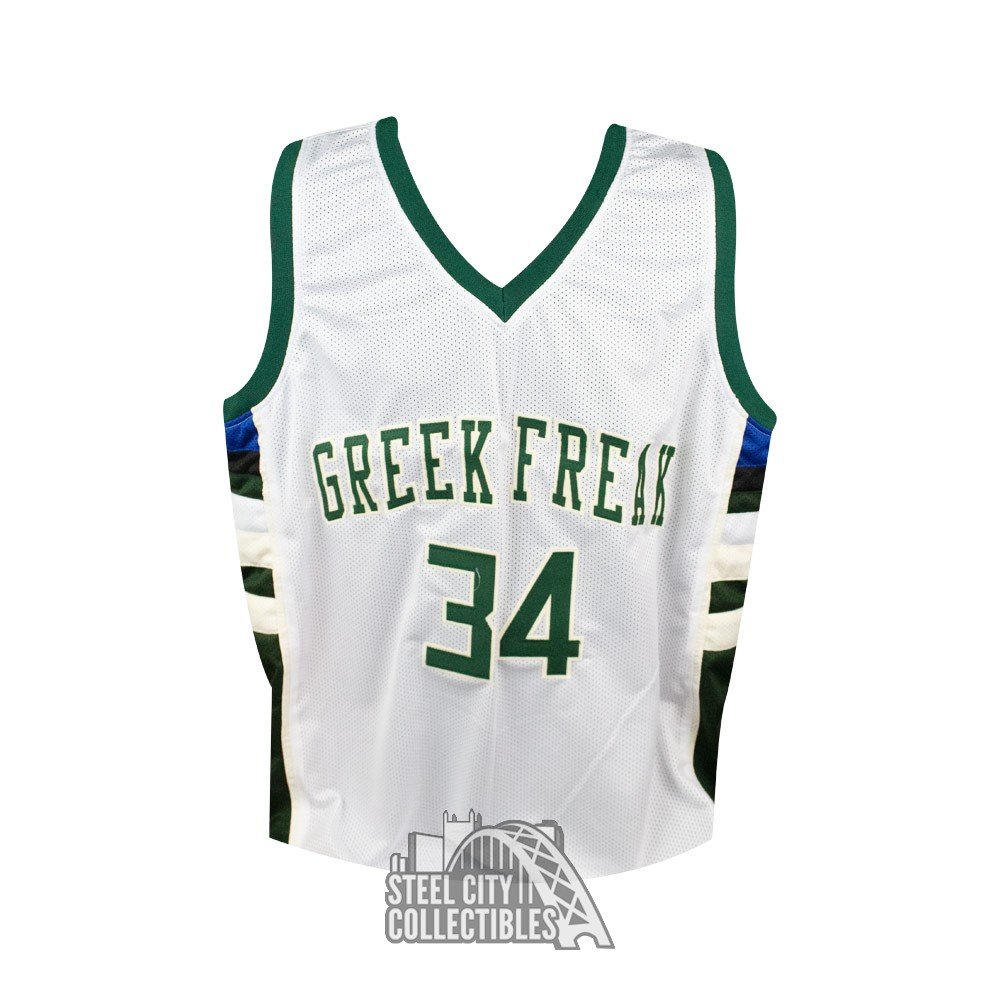 RSA Giannis Antetokounmpo Autographed Green Milwaukee Basketball Jersey (JSA)