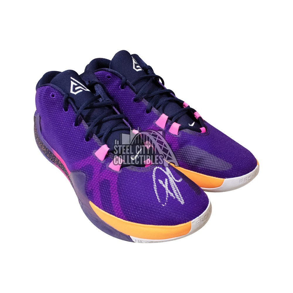 Giannis Antetokounmpo Autographed Nike Purple Basketball Cleats