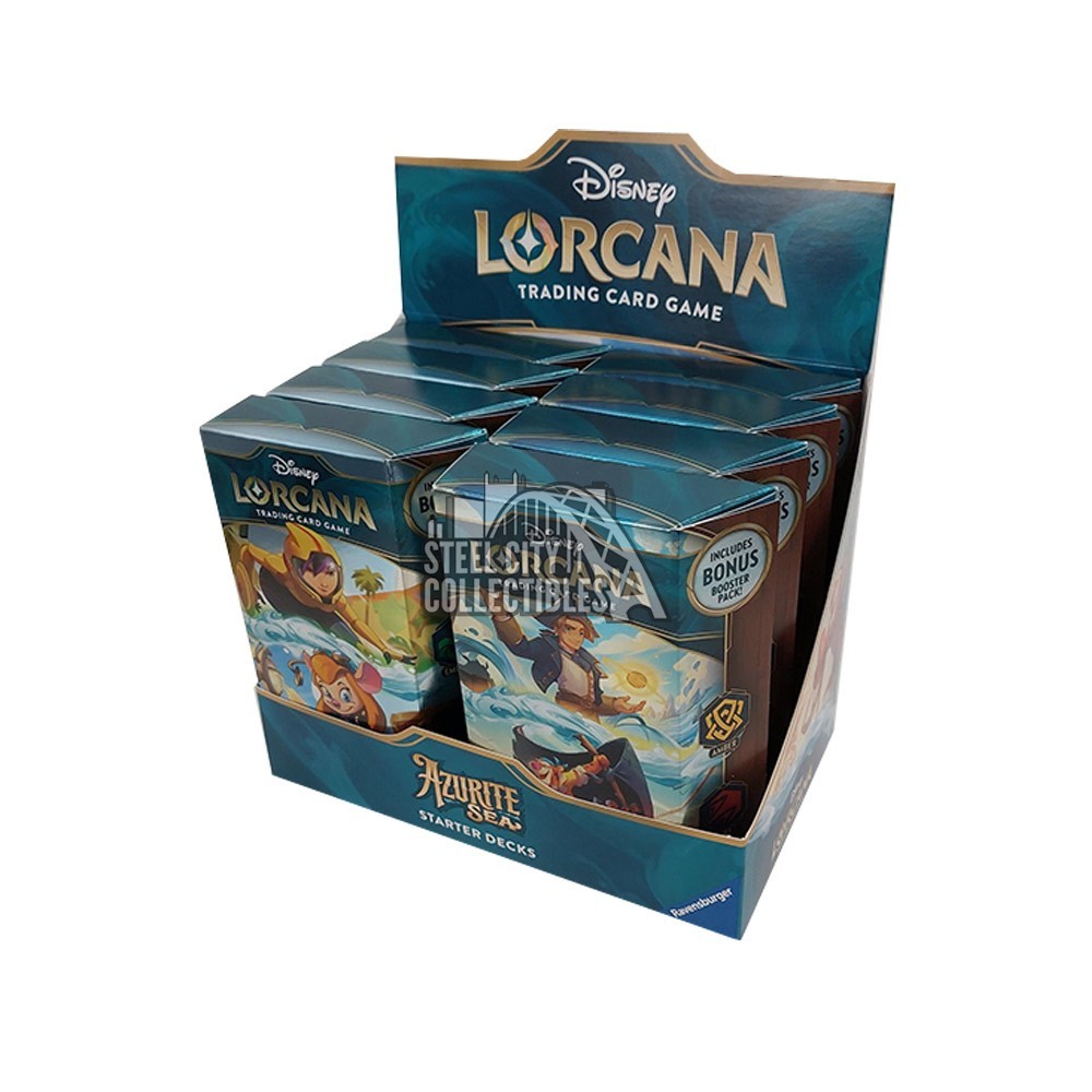 disney lorcana azurite sea starter deck emerald & sapphire Disney Lorcana Azurite Sea, Starter's Deck Box (Emerald & Sapphire) main image 0
