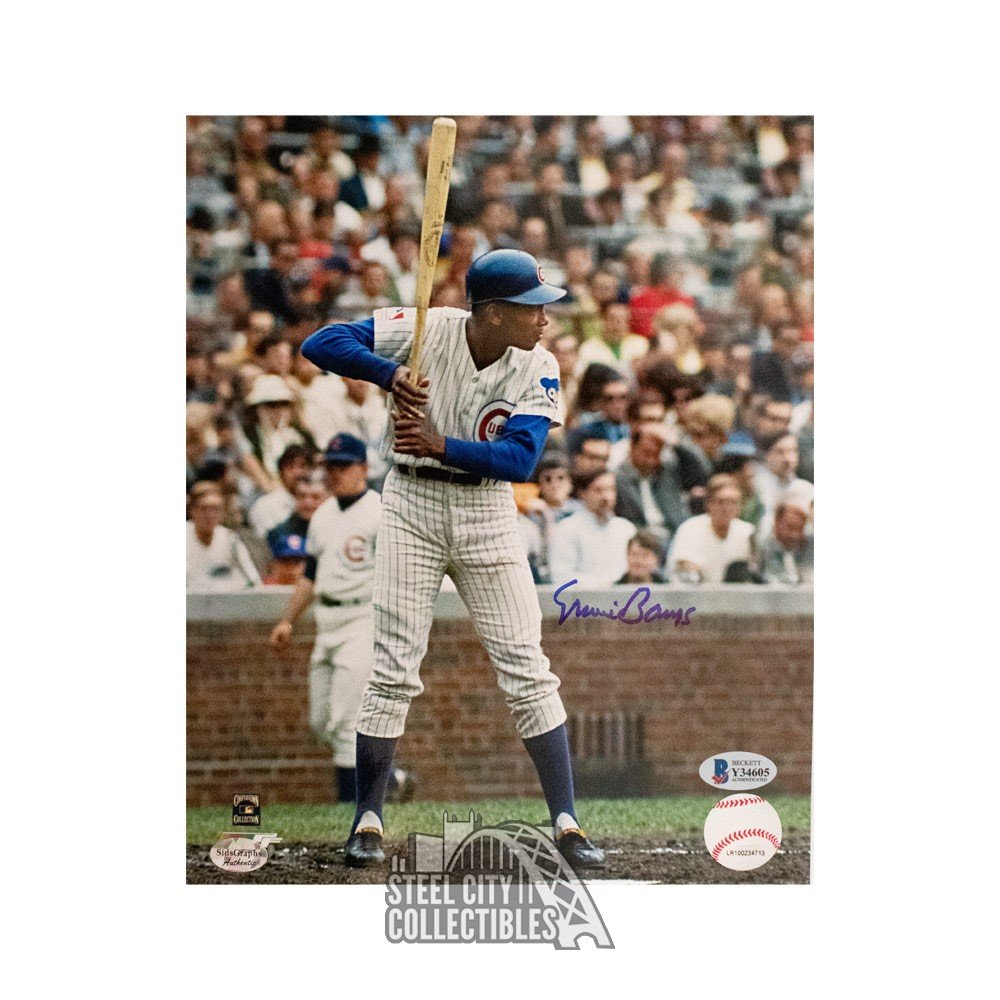 Ernie Banks Autographed Chicago Cubs 8x10 Photo - BAS COA (Batting)