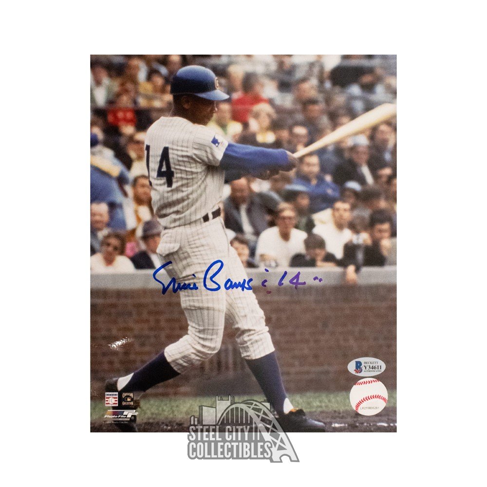 Ernie Banks Autographed Chicago Cubs 8x10 Photo - BAS COA (Batting)