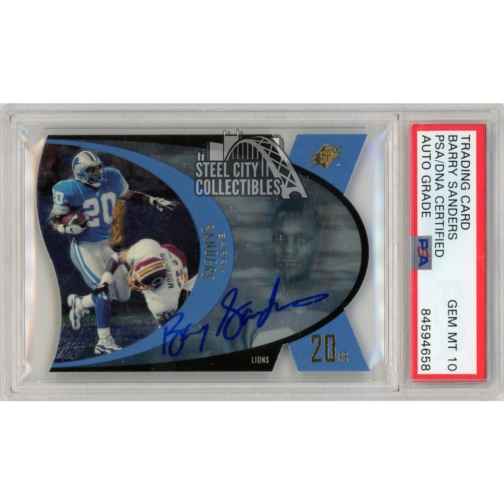 Barry Sanders 1996 Upper Deck SPX Autograph Football Card SPX45 PSA/DNA 10 Steel City