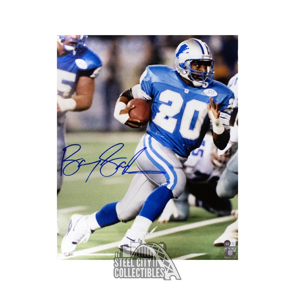 Barry Sanders Autographed Detroit Lions 16x20 Photo - BAS COA (Blue Jersey)