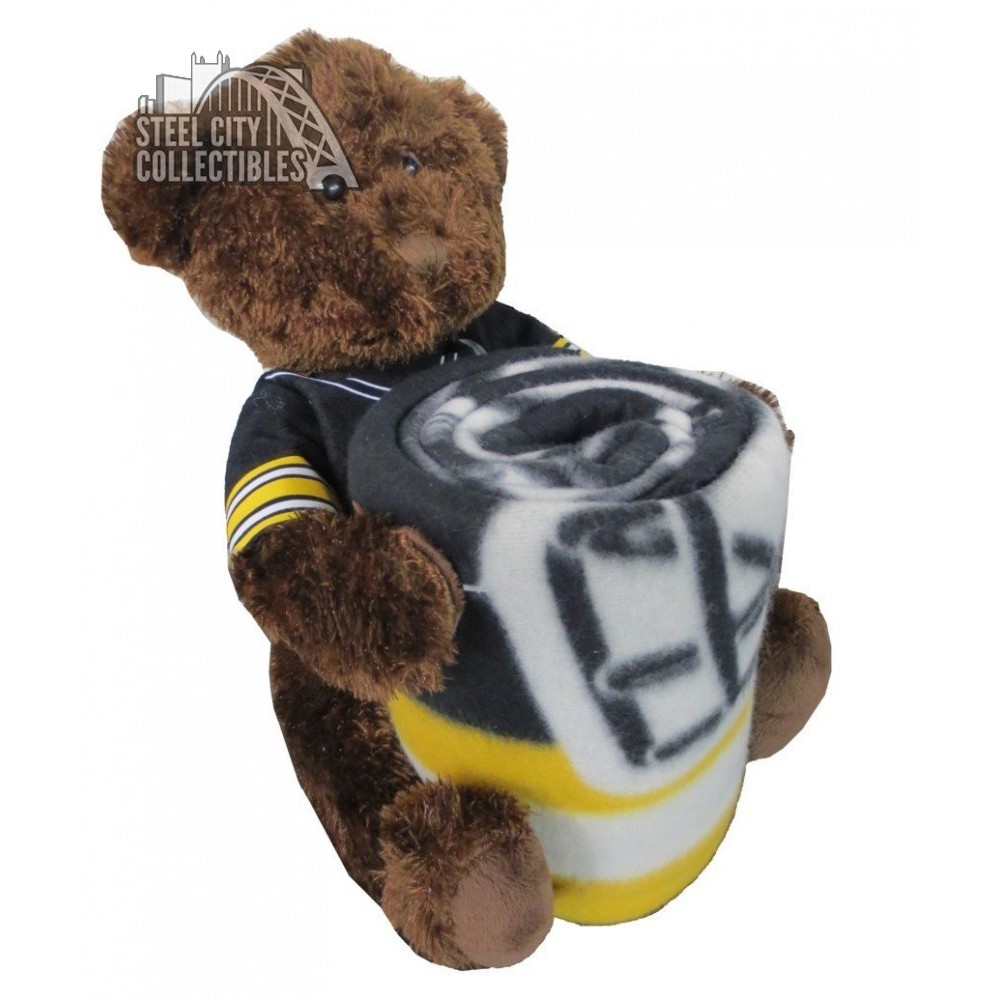 Pittsburgh Steelers Nfl Bear Mascot Pillow Fleece Throw Blanket Combo Steel City Collectibles