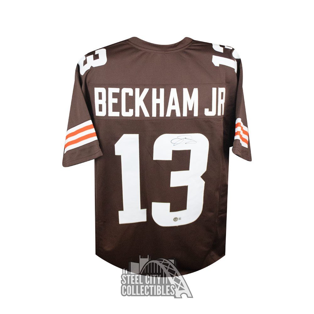 Odell Beckham Jr Autographed Cleveland Custom Football Jersey BAS COA