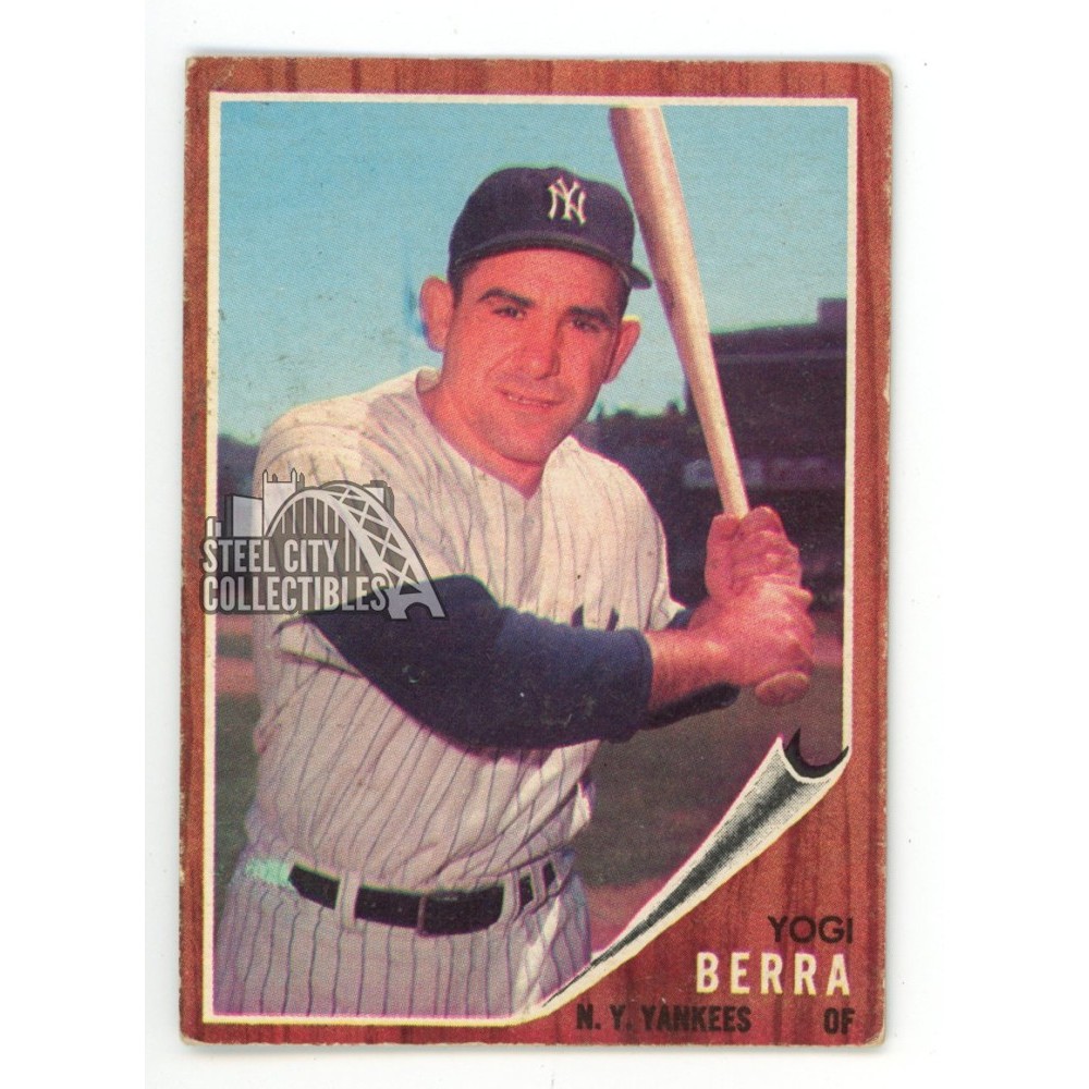 Yogi Berra 1962 Topps Baseball Card 360 Small Crease Color Steel yogi-berra-1962-topps-baseball-card-360-small-crease-color-steel