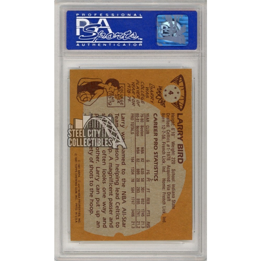 Larry Bird 1981-82 Topps Basketball Card #4 PSA 9 Mint | Steel