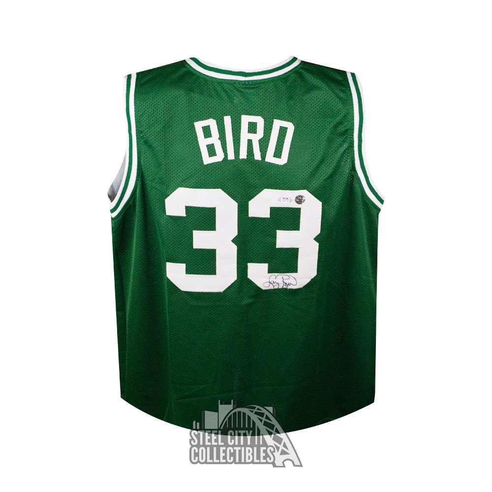 Autographed/Signed Larry Bird Boston Green Basketball Jersey PSA/DNA COA