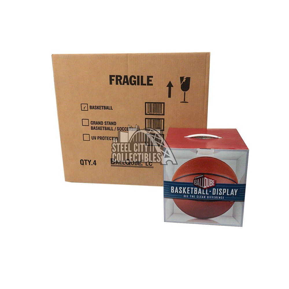 The Original BallQube Basketball Clear Square 2Piece Display 4Box Case Steel City Collectibles