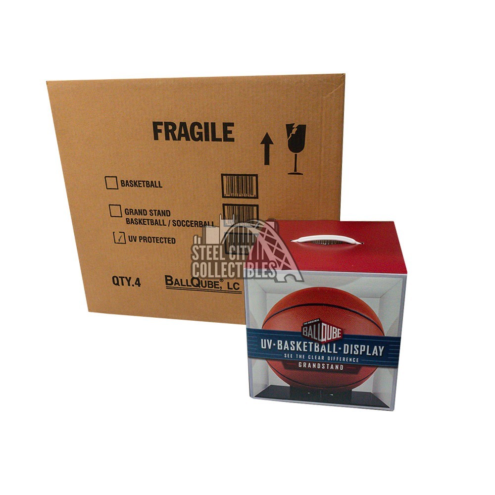 The Original BallQube UV Basketball Grandstand Display 4Box Case Steel City Collectibles