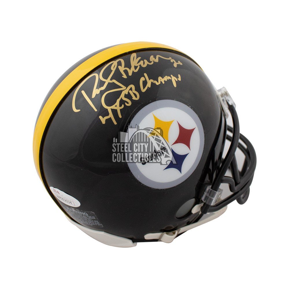 rocky bleier autographed mini helmet