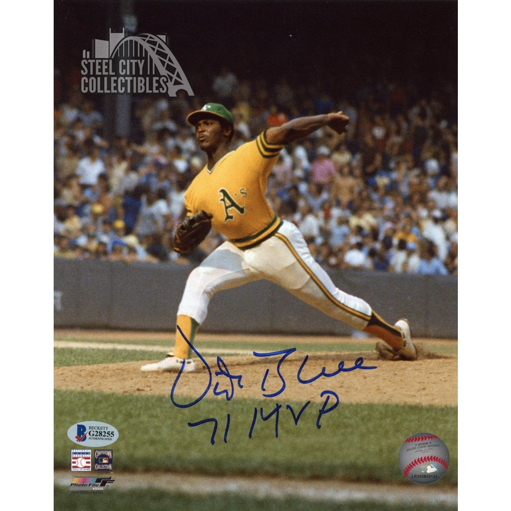 Vida Blue 71 MVP Autographed Oakland Athletics 8x10 Photo (Yellow Jersey)  BAS