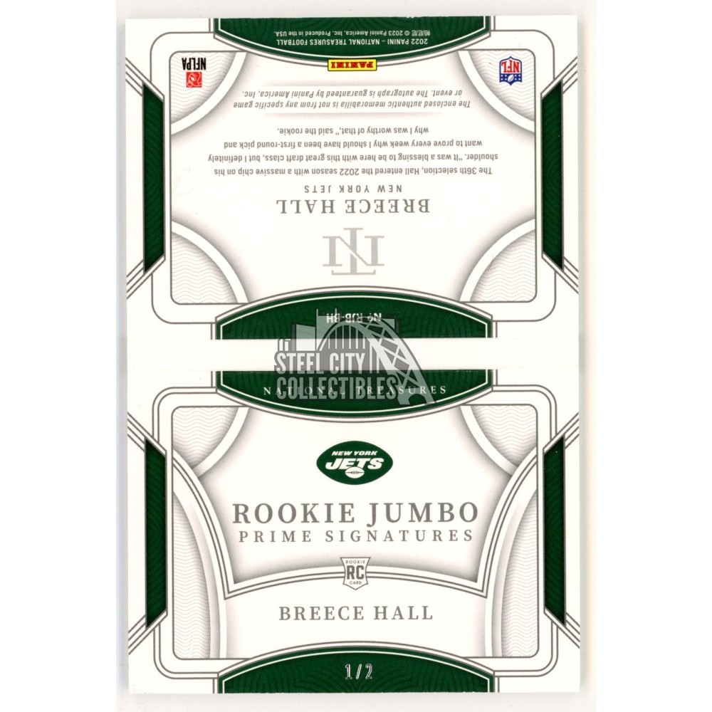 Breece Hall 2022 Panini National Treasures Autograph Rookie Nike