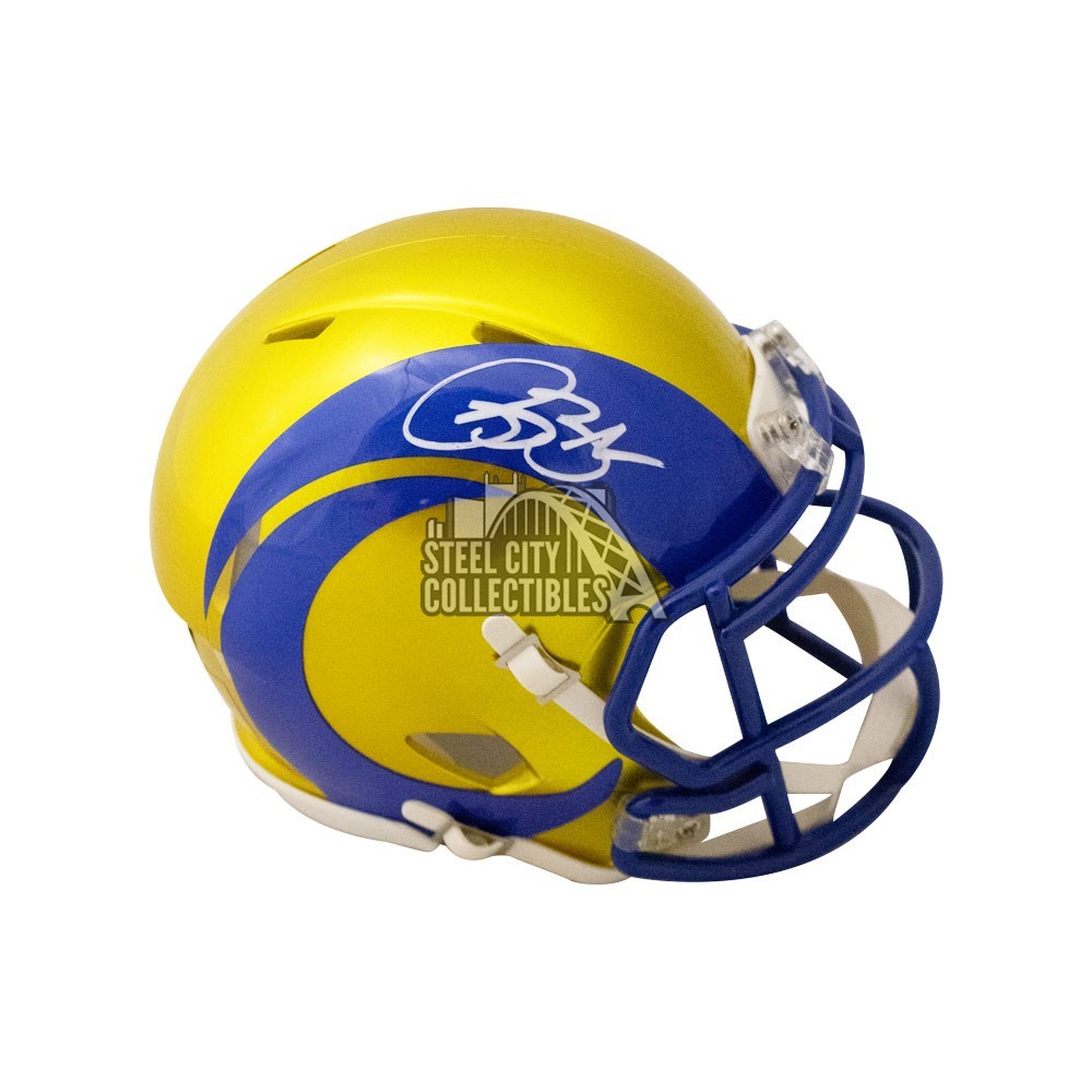 Isaac Bruce Autographed St Louis Rams Flash Mini Football Helmet - BAS