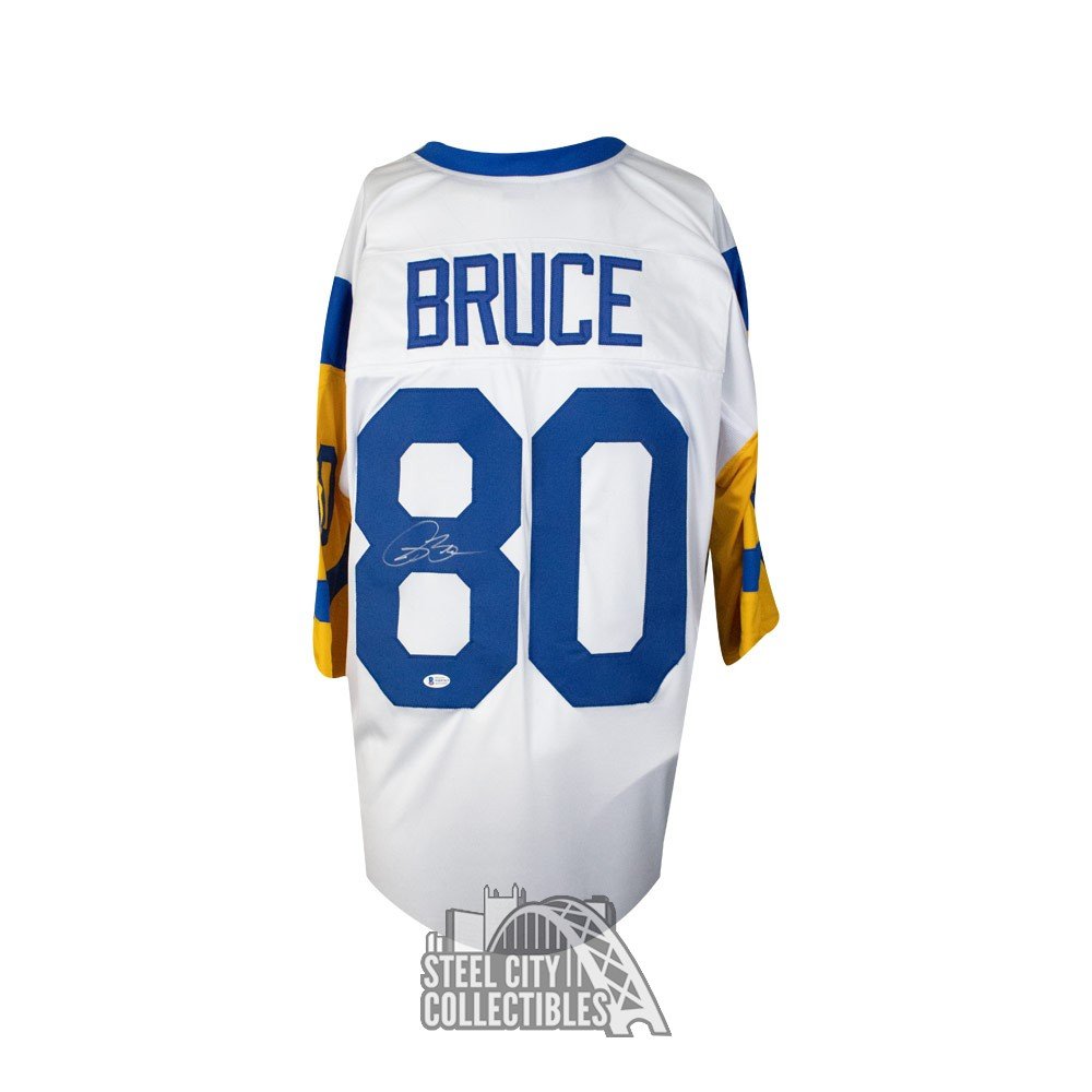 Isaac Bruce Autographed St Louis White Custom Football Jersey