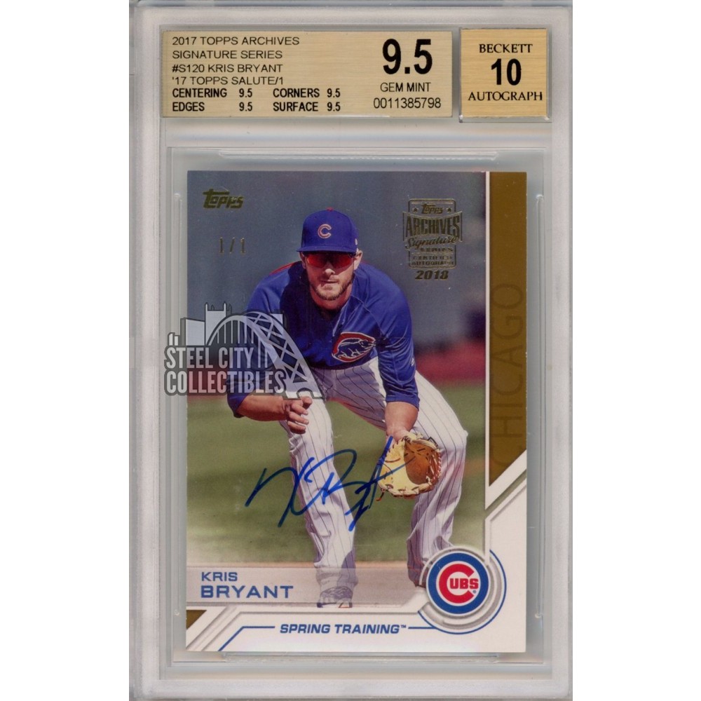 1of1 toppsarchivessignature2022クリスブライアント Kris Bryant 2017 Topps Archives Autograph Card #S-120 1/1 BGS 9.5