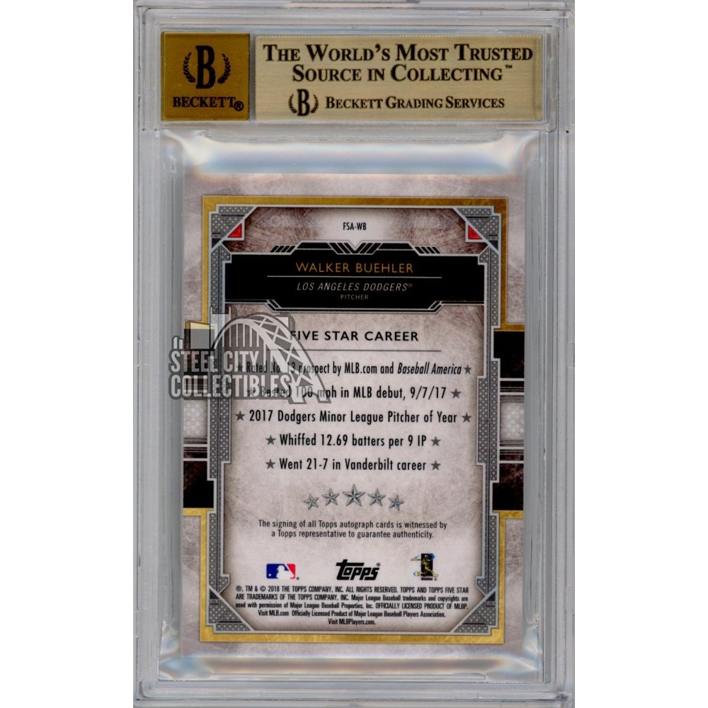 2018 TOPPS FIVE STAR BUEHLER RC AUTO  : 2018 Topps Baseball #177 Walker Buehler Rookie Card