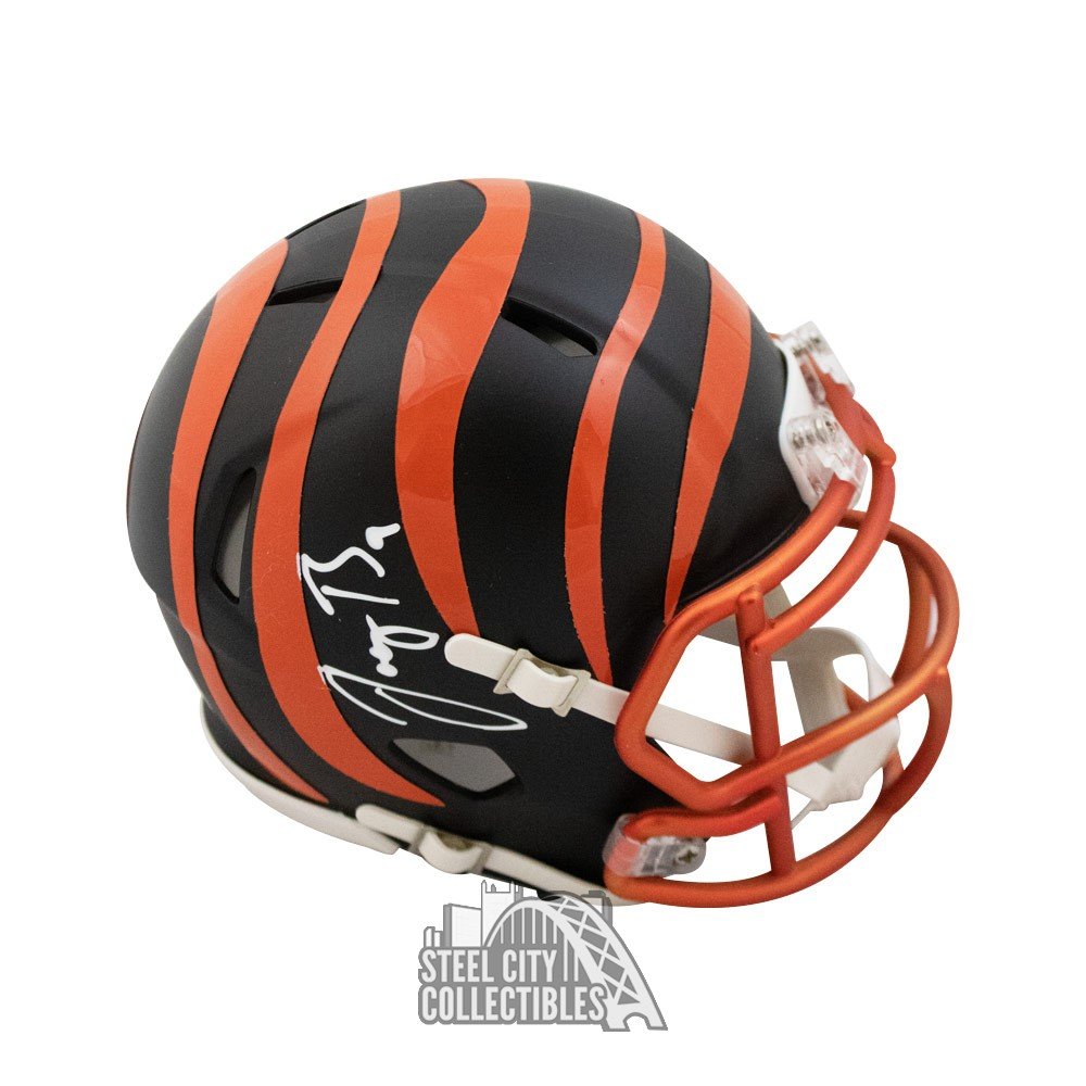 Joe Burrow Autographed Cincinnati Bengals Blaze Mini Football Helmet Fanatics Steel City Collectibles