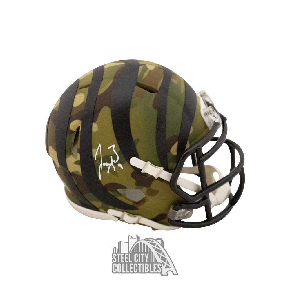 Joe Burrow Autographed Cincinnati Bengals Camo Mini Football Helmet