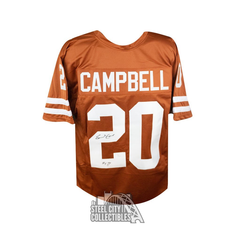 Earl Campbell Autographed Signed Texas Longhorns Custom #20 Black Jersey  with HT 77 Inscription - JSA Authentic
