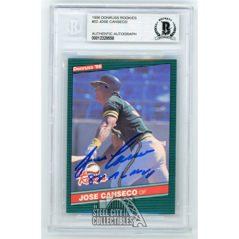 Jose Canseco 88 AL MVP 1986 Donruss Rookies Autographed Rookie Card 22 