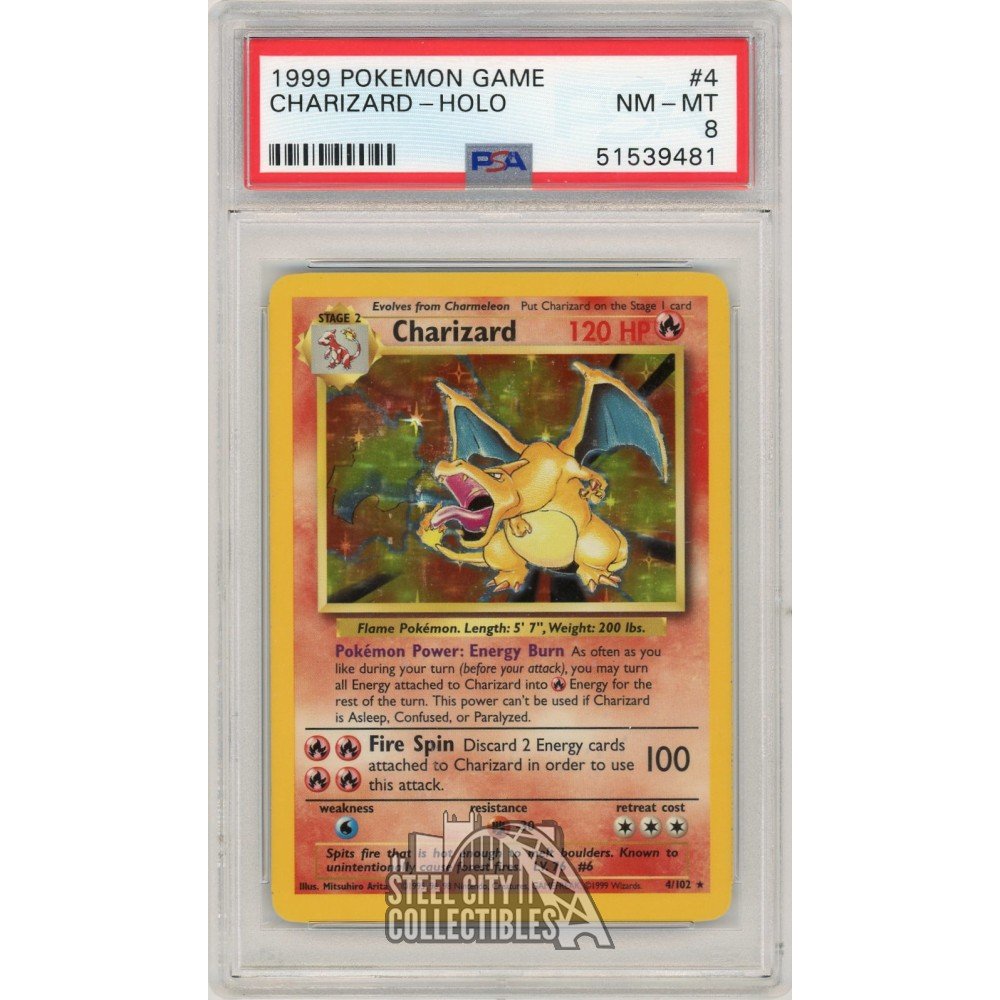 1999 Charizard Pokemon Base Set Holo Card 4/102 PSA 8 (A) | Steel City  Collectibles