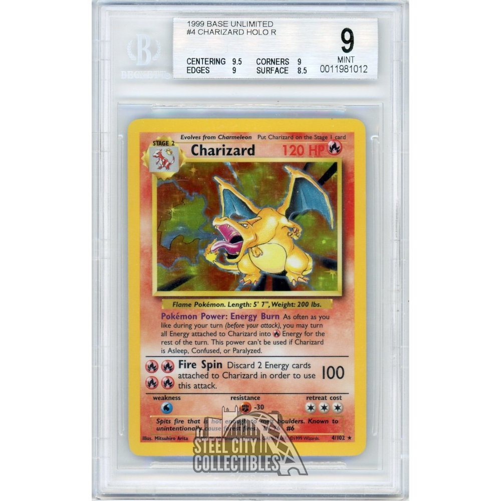1999 Charizard Pokemon Base Set Holo Card 4102 Bgs 9 Mint A Steel City Collectibles