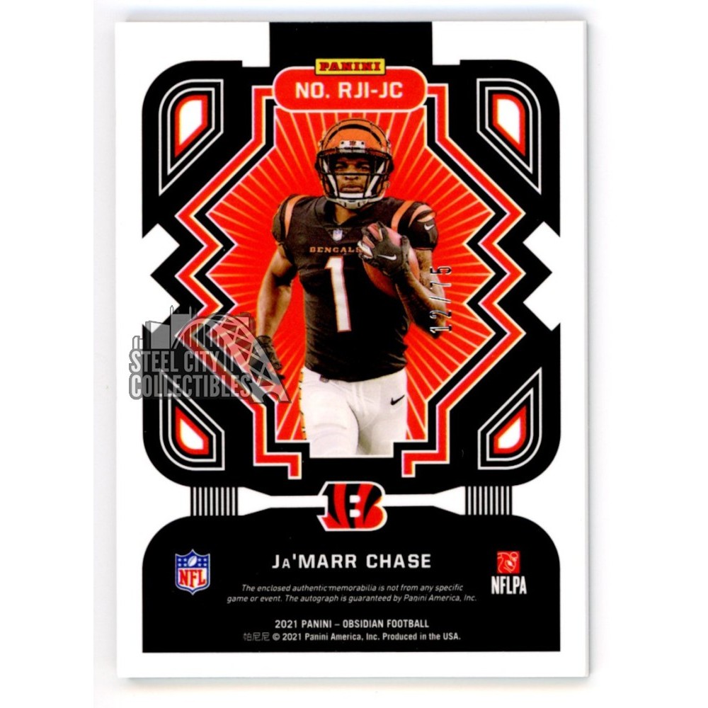 Ja'Marr Chase 2021 Panini Obsidian Football Dual Jersey Autograph