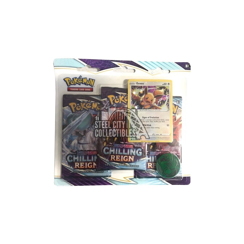 Pokemon Sword & Shield Chilling Reign 3-Pack Blister Pack 24-Pack Box |  Steel City Collectibles